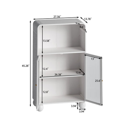 Storage Cabinet With Shelves And Glass Door, Freestanding Organizer For Bathroom - White