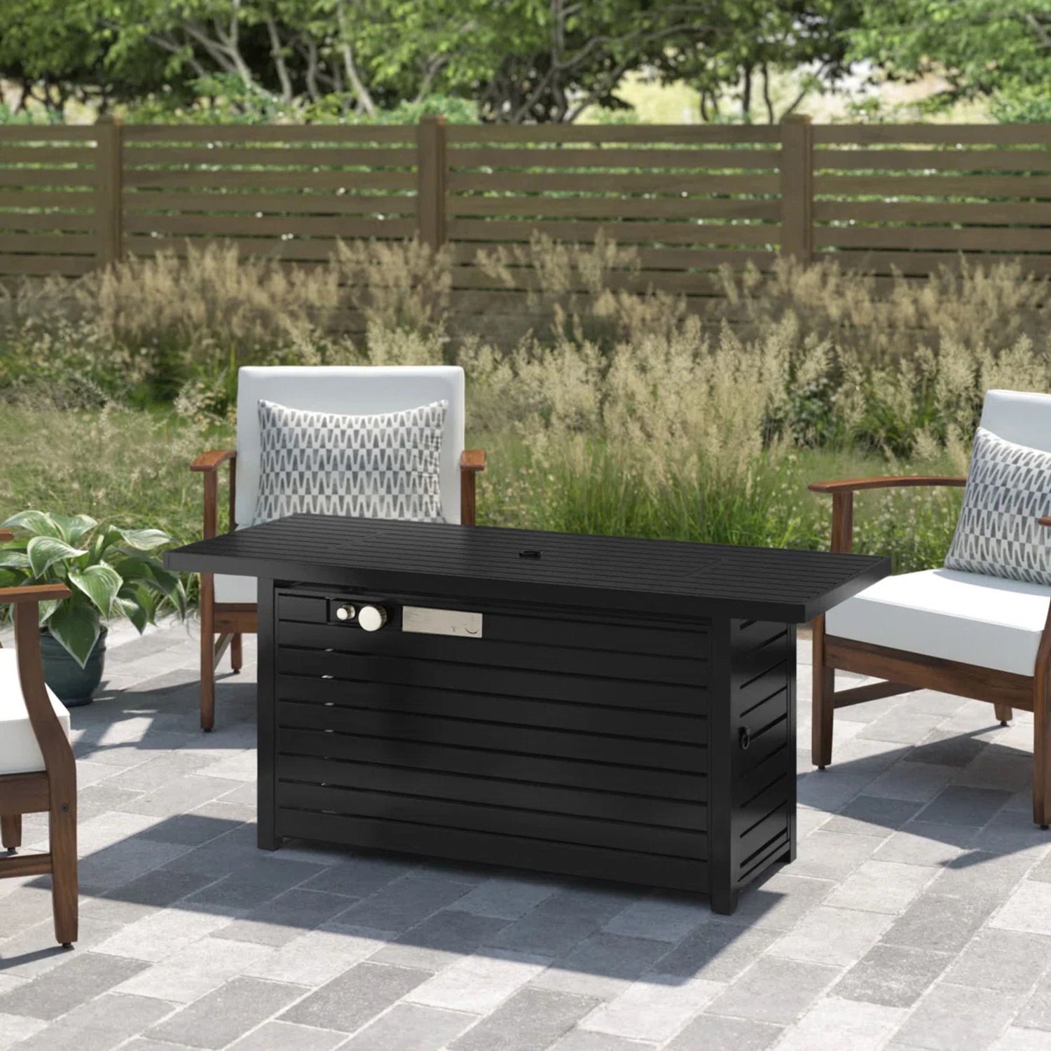 Outdoor Fire Pit Table &amp; Lid - Black