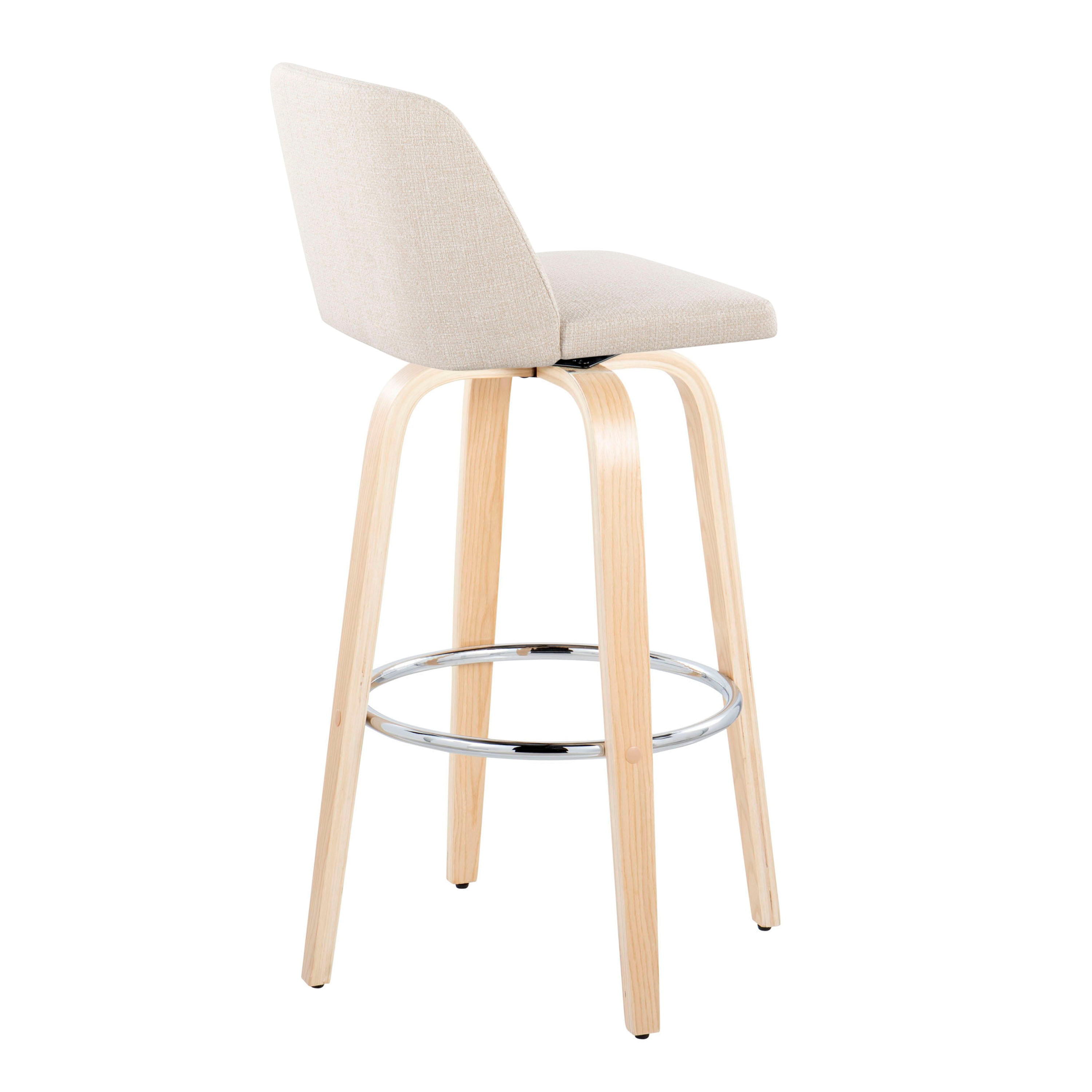Toriano - Contemporary Fixed Height Barstool &amp; Swivel With Round Footrest (Set of 2)