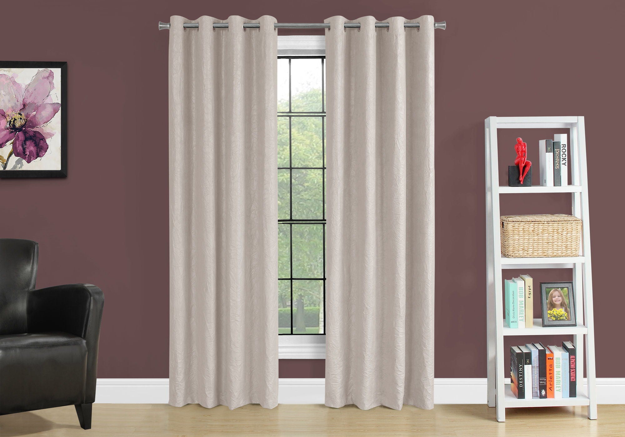 2 Pieces Set, Curtain Panel, Room Darkening, Grommet, Contemporary &amp; Modern