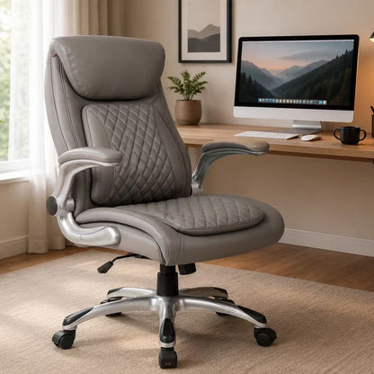 High Back Ergonomic Executive Office Chair, Adjustable Height And Lumbar Support For Home &amp; Office - Antique Gray