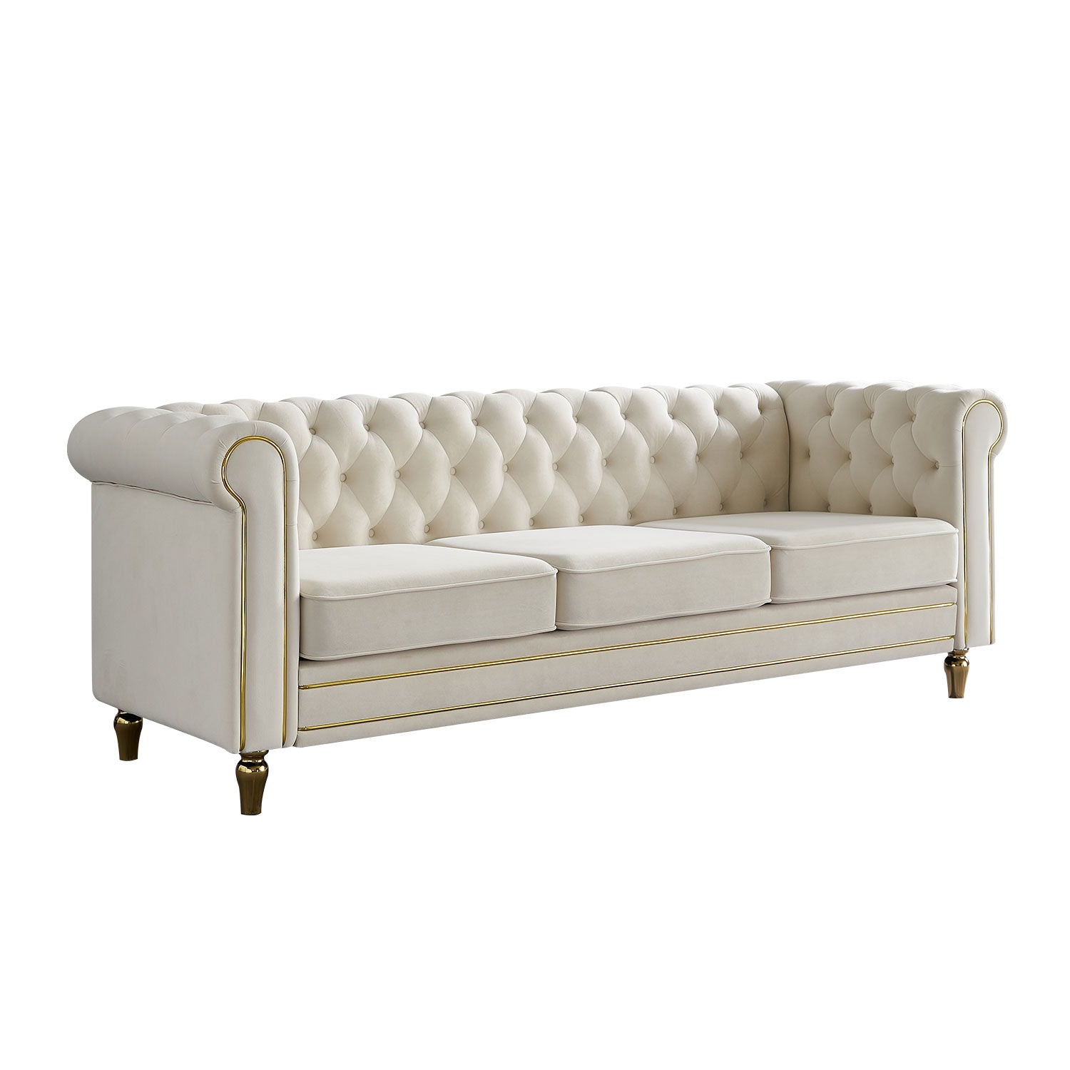 Chesterfield - Velvet Sofa 84.65&quot; For Living Room