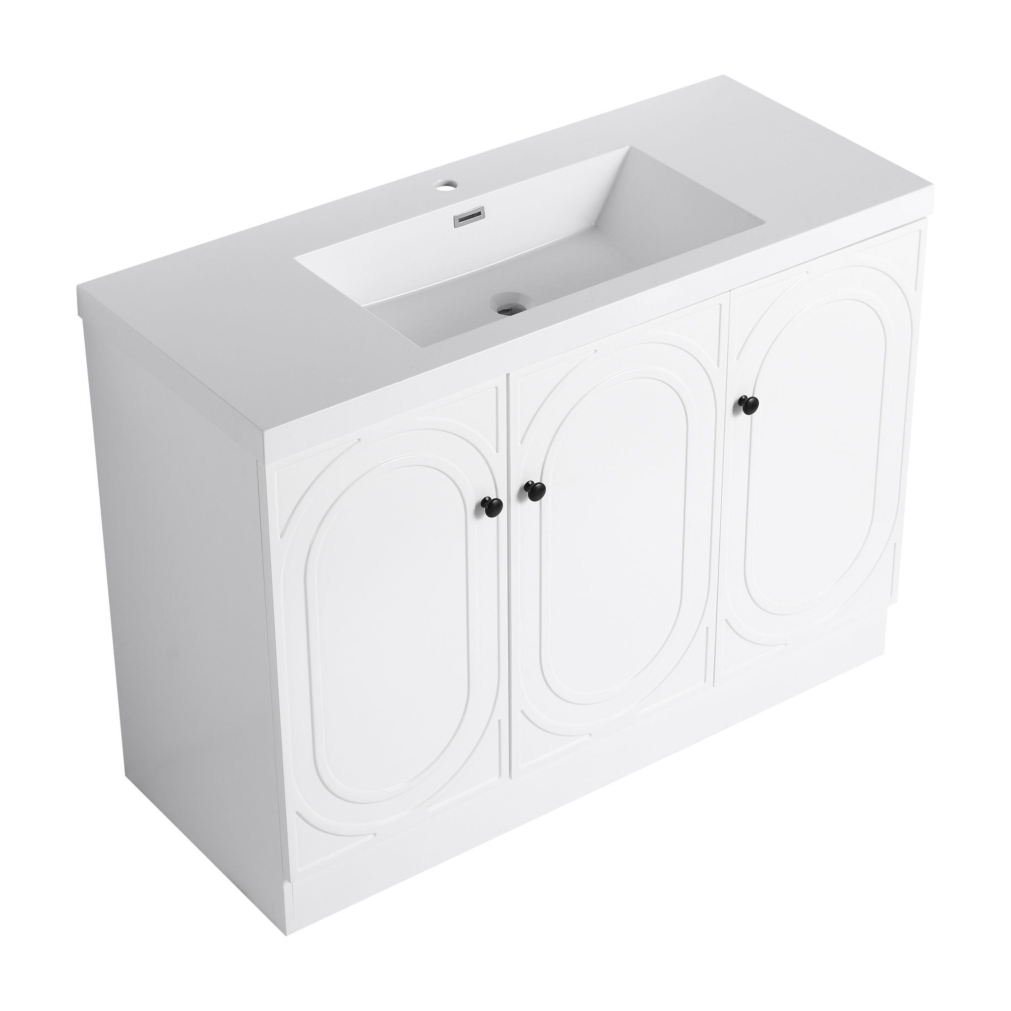 Contemporary Freestanding Bathroom Vanity With Resin Sink &amp; Soft-Close Cabinet Doors