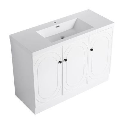 Contemporary Freestanding Bathroom Vanity With Resin Sink &amp; Soft-Close Cabinet Doors