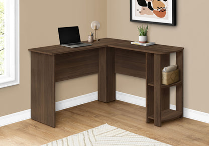 Computer Desk, Home Office, Corner, Storage Shelves, L Shape, Laptop, Contemporary &amp; Modern - Walnut