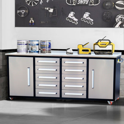 Storage Cabinets With Workbench (10 Drawers &amp; 2 Cabinets)