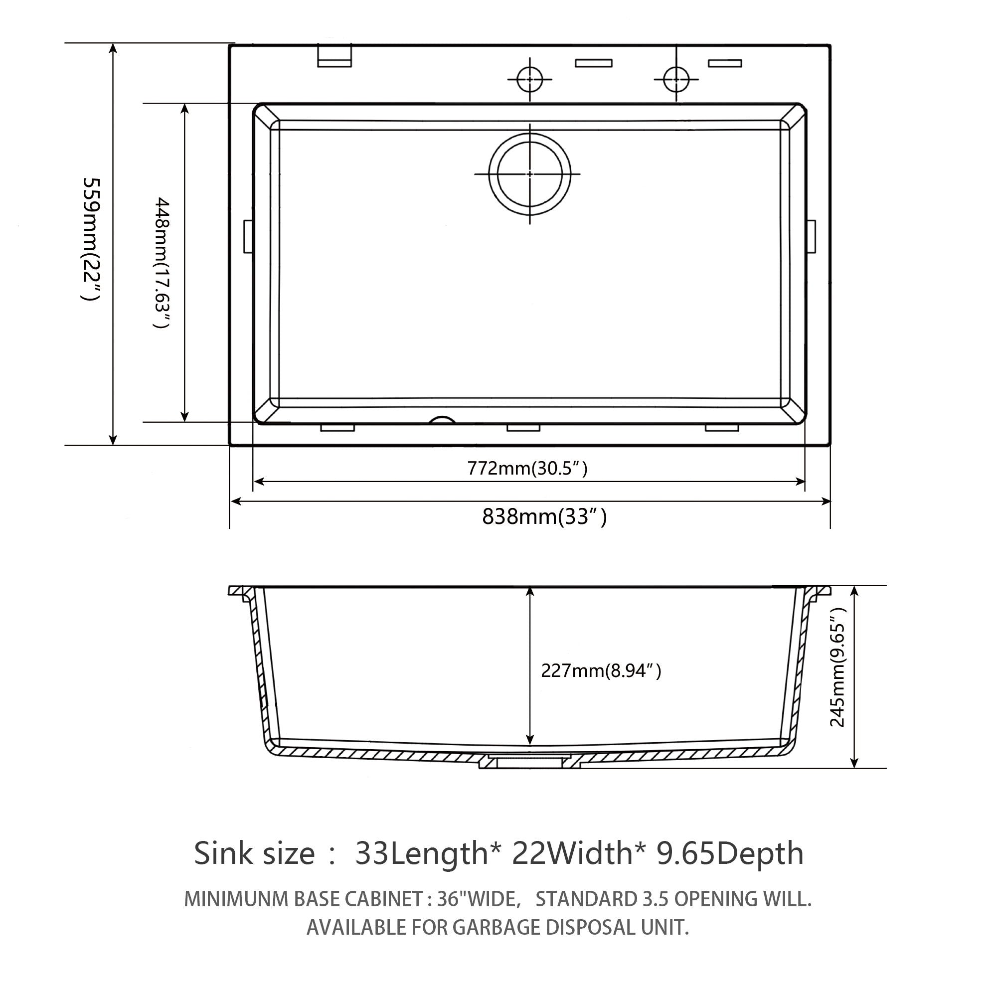Quartz Kitchen Sink, Granite Composite, Drop In Sink With Durable Design