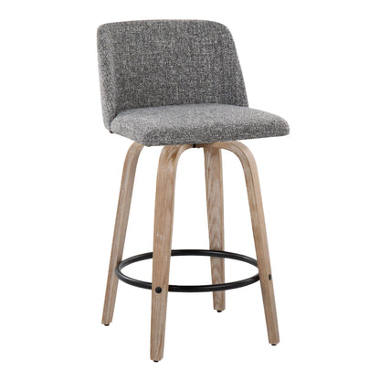 Toriano - Contemporary Fixed-Height Counter Stool &amp; Swivel With Round Footrest (Set of 2)