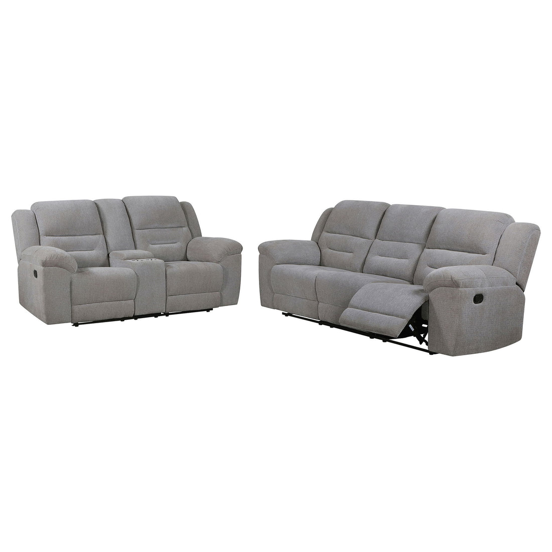 Sebring - 2 Piece Upholstered Reclining Sofa Set With Manual Recline - Gray