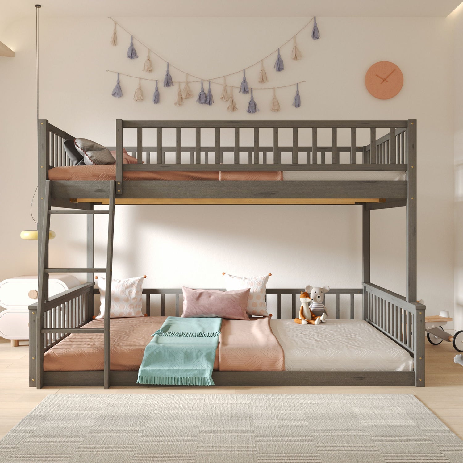 Bunk Bed With Ladder And Guardrails