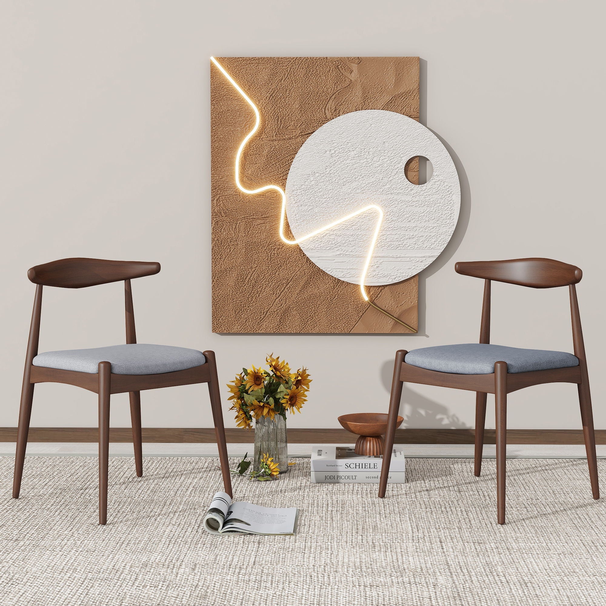 Dining Chairs With Ergonomic Backrest &amp; Comfort Cushions (Set of 2)