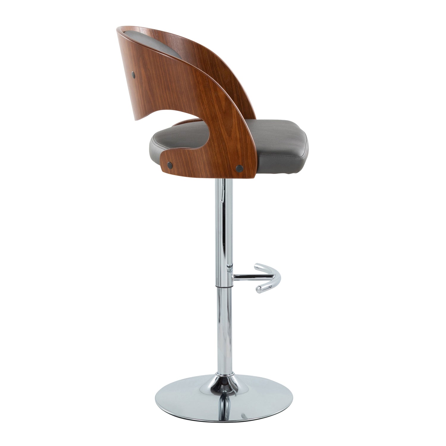 Pino - Mid Century Modern Adjustable Barstool &amp; Swivel With Rounded T Footrest (Set of 2)