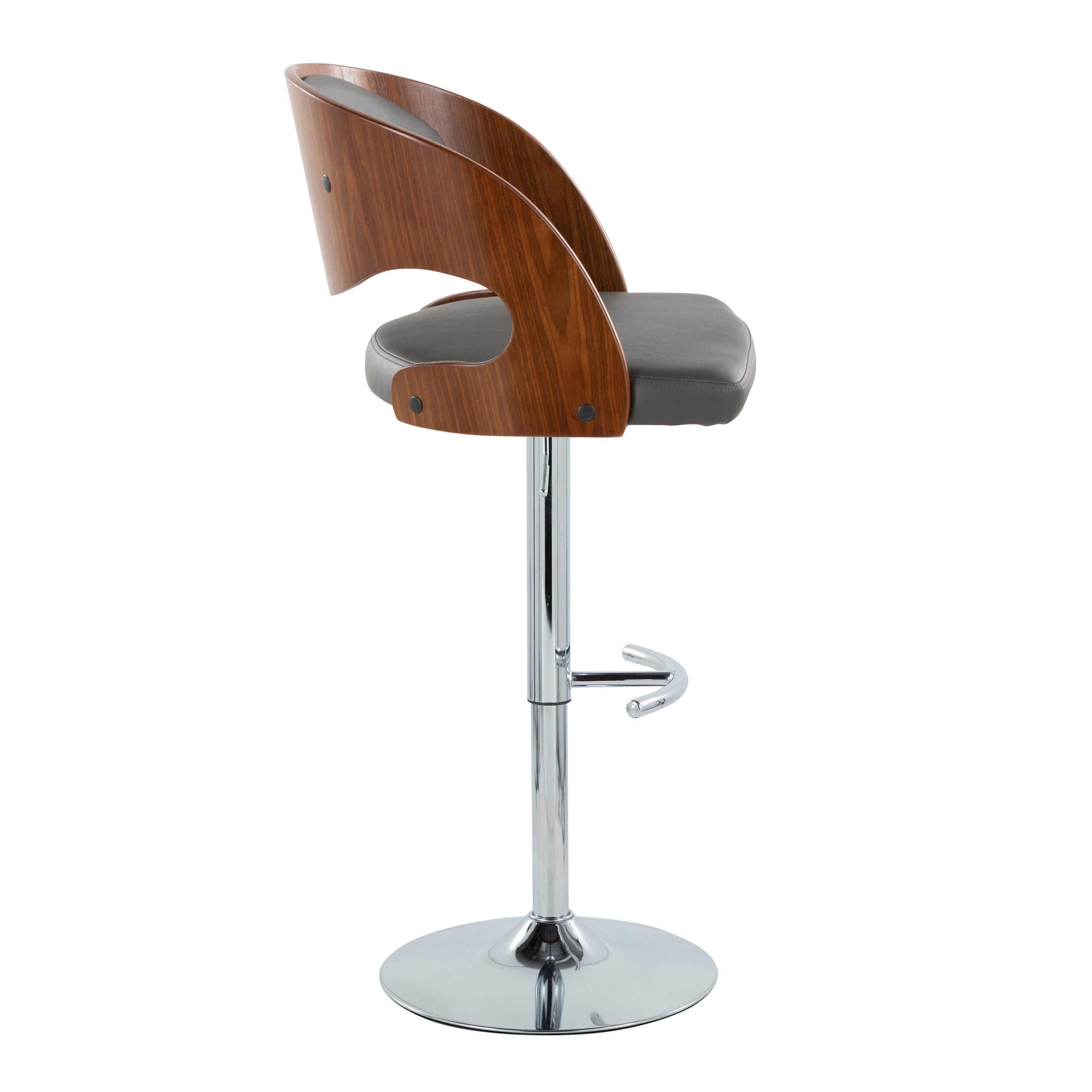 Pino - Mid Century Modern Adjustable Barstool &amp; Swivel With Rounded T Footrest (Set of 2)