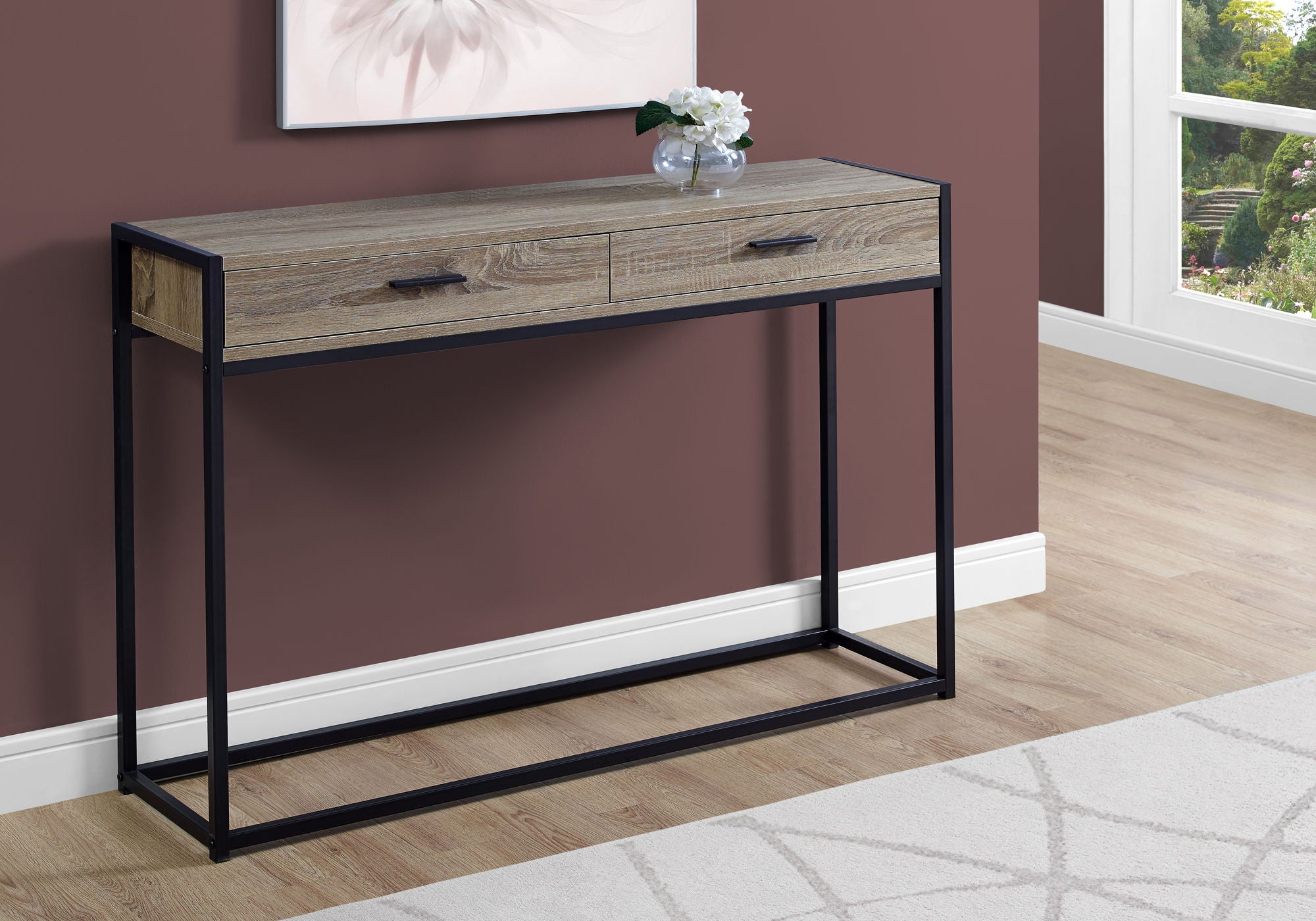 Accent Console Table For Entryway, Storage Drawers, Contemporary &amp; Modern