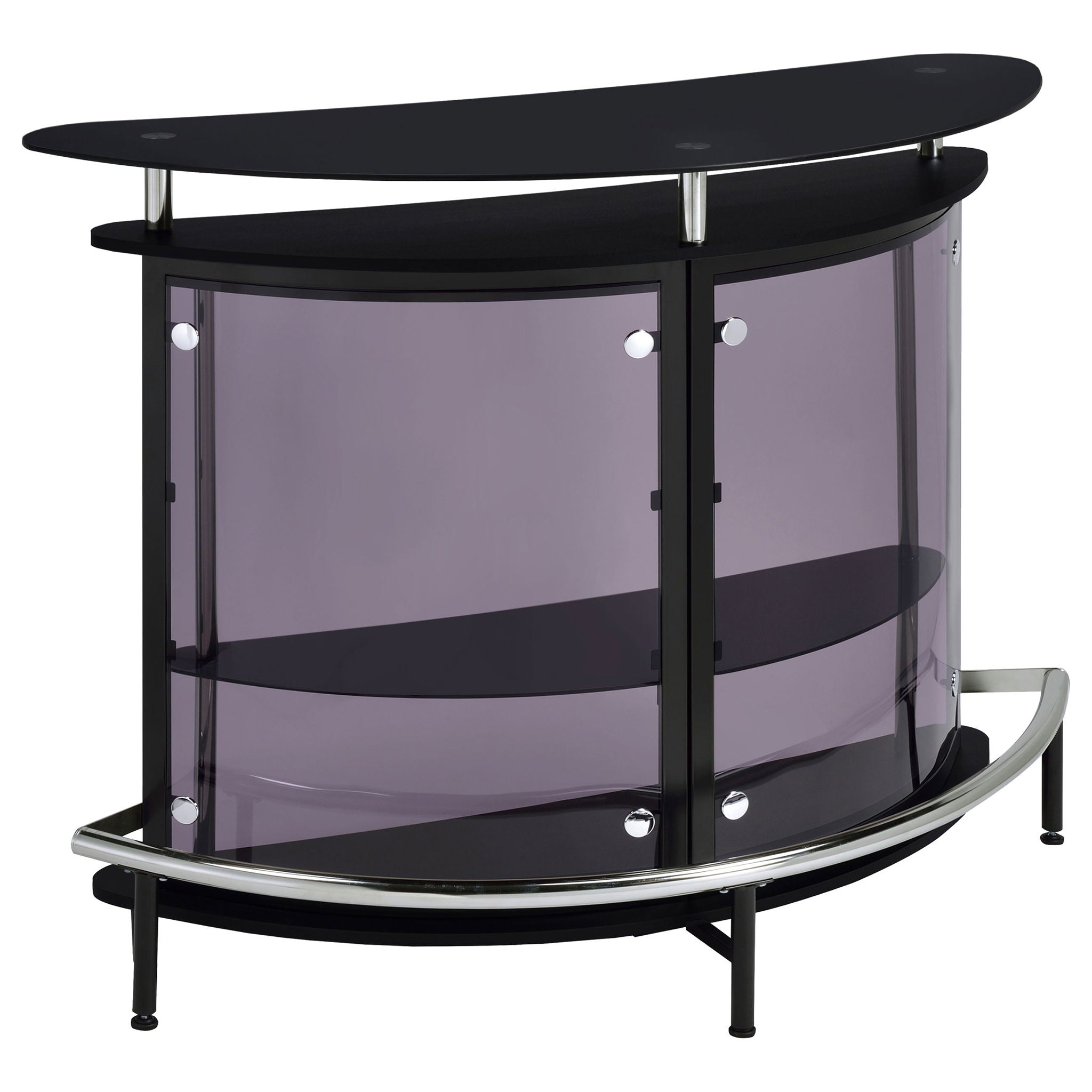 Strick &amp; Bolton - Freestanding Glass Top Home Bar Wine Cabinet With Panels - Black
