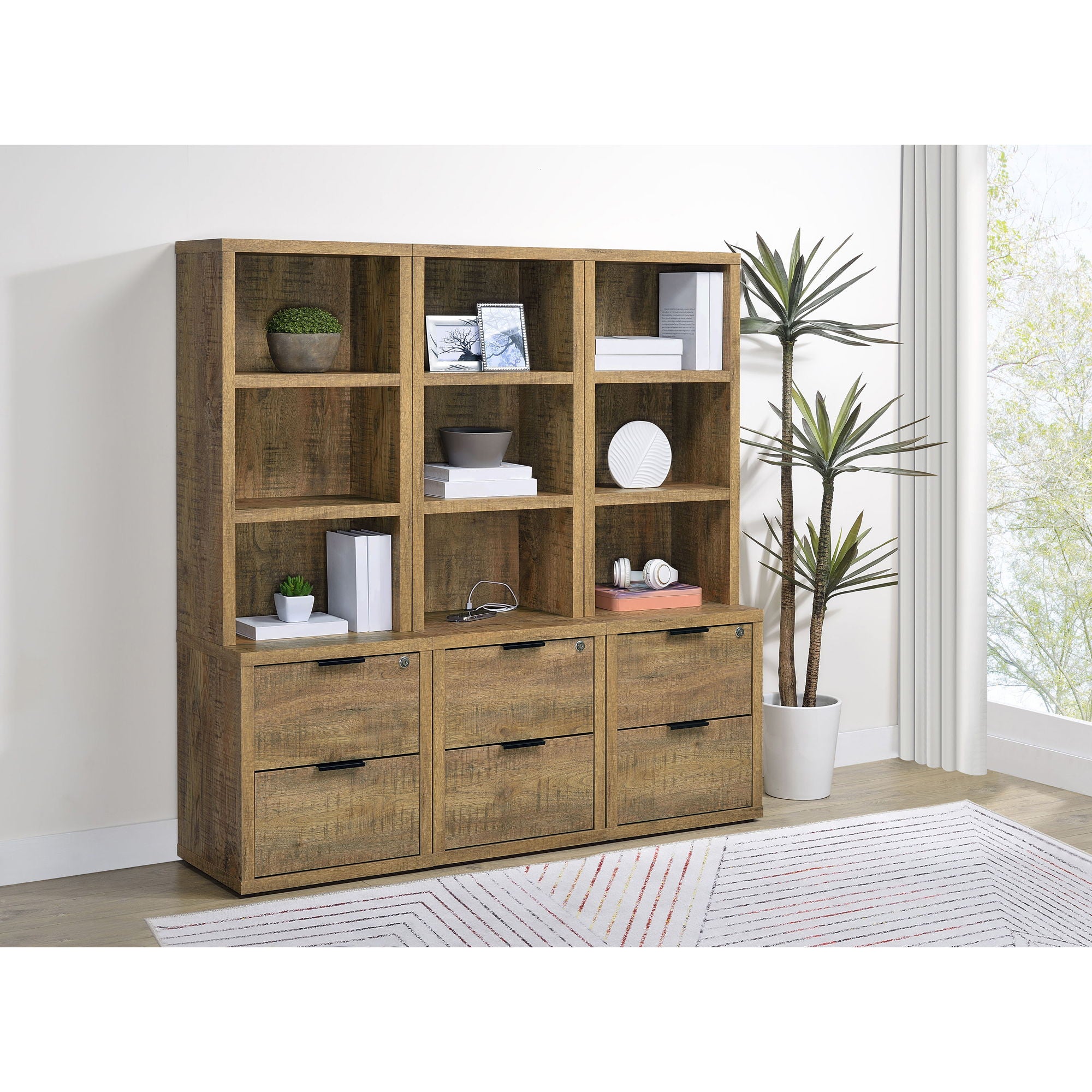 Geary - 3 Piece Wall Unit Bookcase Set With USB Storage