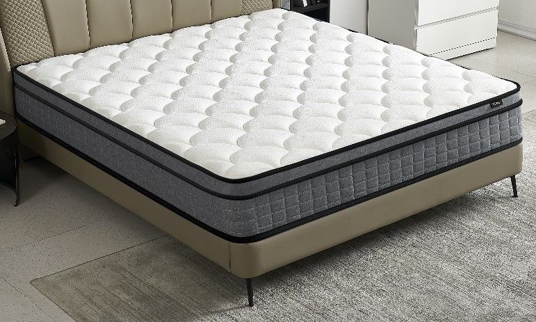 12&quot; Hybrid Pillow Top Mattress A Box With Gel Infused Memory Foam, Breathable And Hypoallergenic, Medium Firm For Lumbar Support