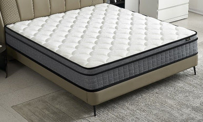 12&quot; Hybrid Pillow Top Mattress A Box With Gel Infused Memory Foam, Breathable And Hypoallergenic, Medium Firm For Lumbar Support