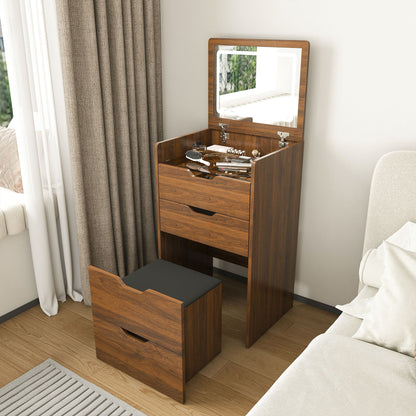 Vanity Desk With Lighted Mirror &amp; Stool