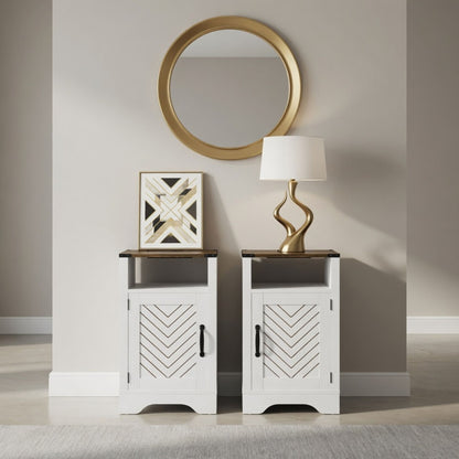 Farmhouse Nightstand With Charging Station &amp; Storage