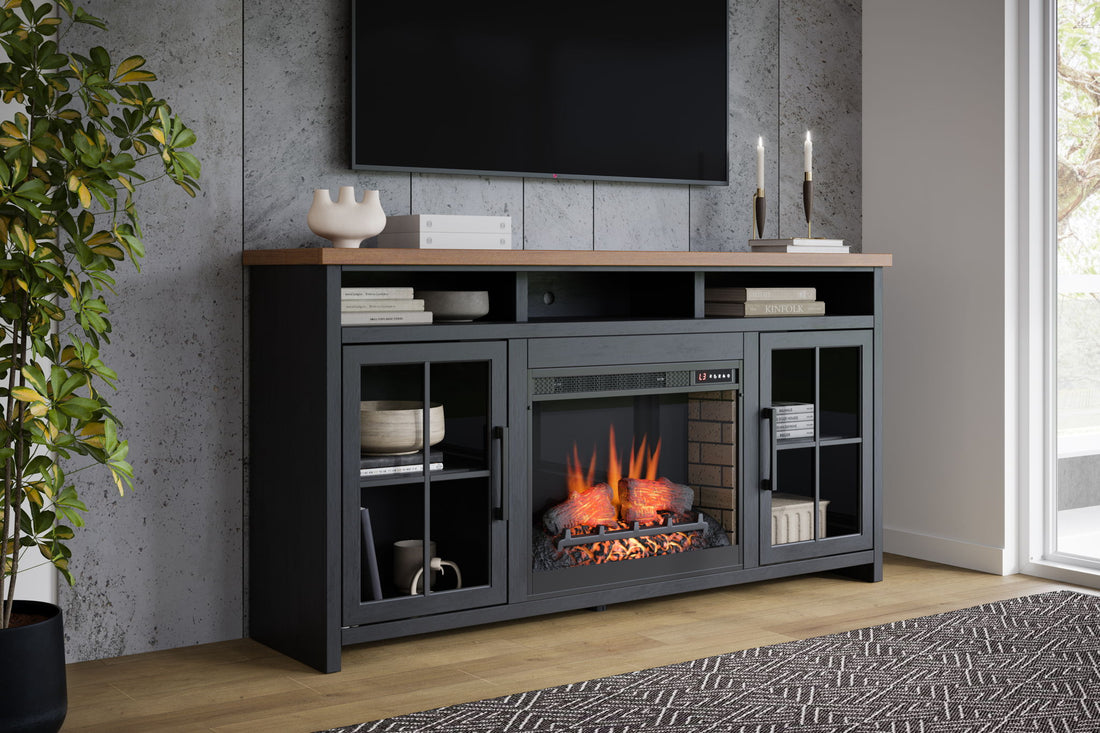 Essex - Fireplace TV Stand Console For TVs Up To 85&quot; - Black, Whiskey