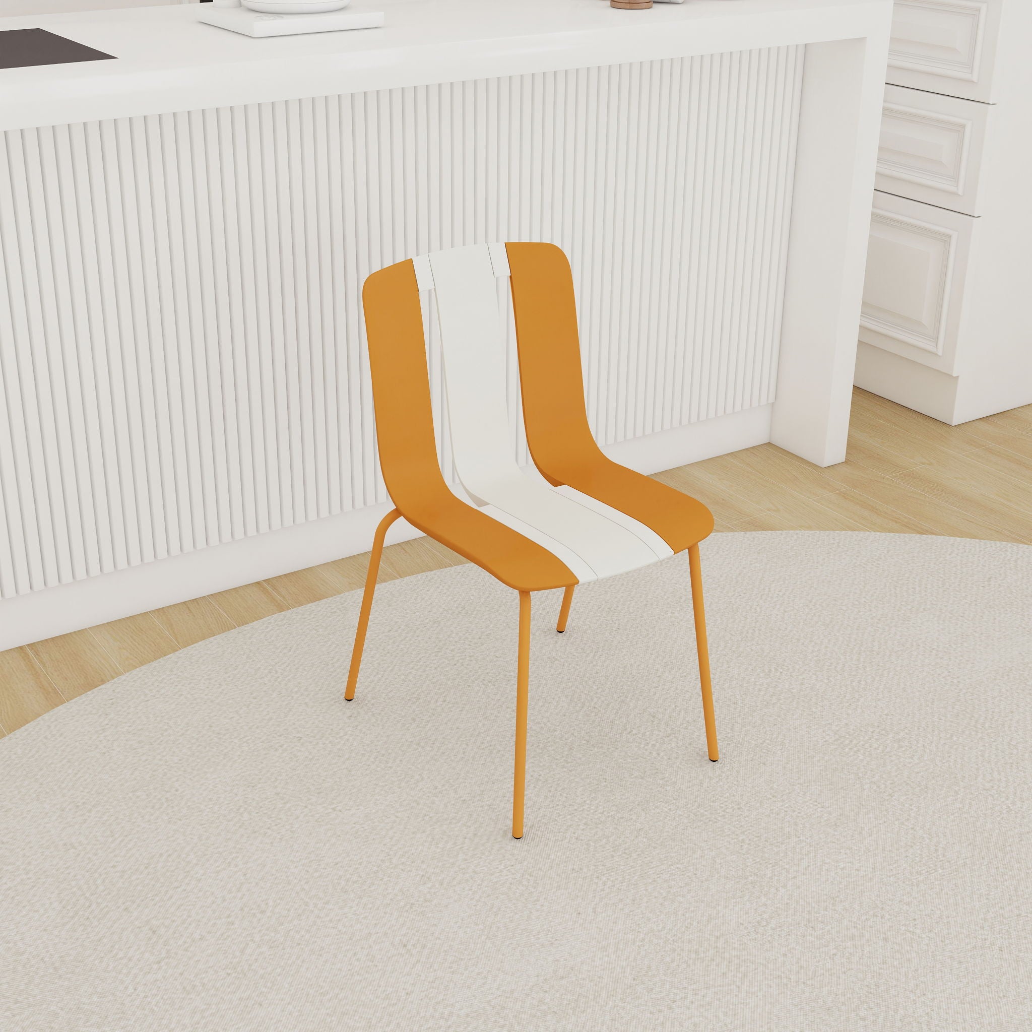 Modern Striped Blocking Single Chairs, Waterproof And Fade Resistant (Set of 4)