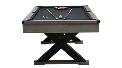 84&quot; Pool Table with Billiard Balls, Cues, Pool Cue Chalk, Cleaning Brush, X-Legs, Black Cloth, Rustic Grey,84.1&quot;L x 46.5&quot;W x 32&quot;H