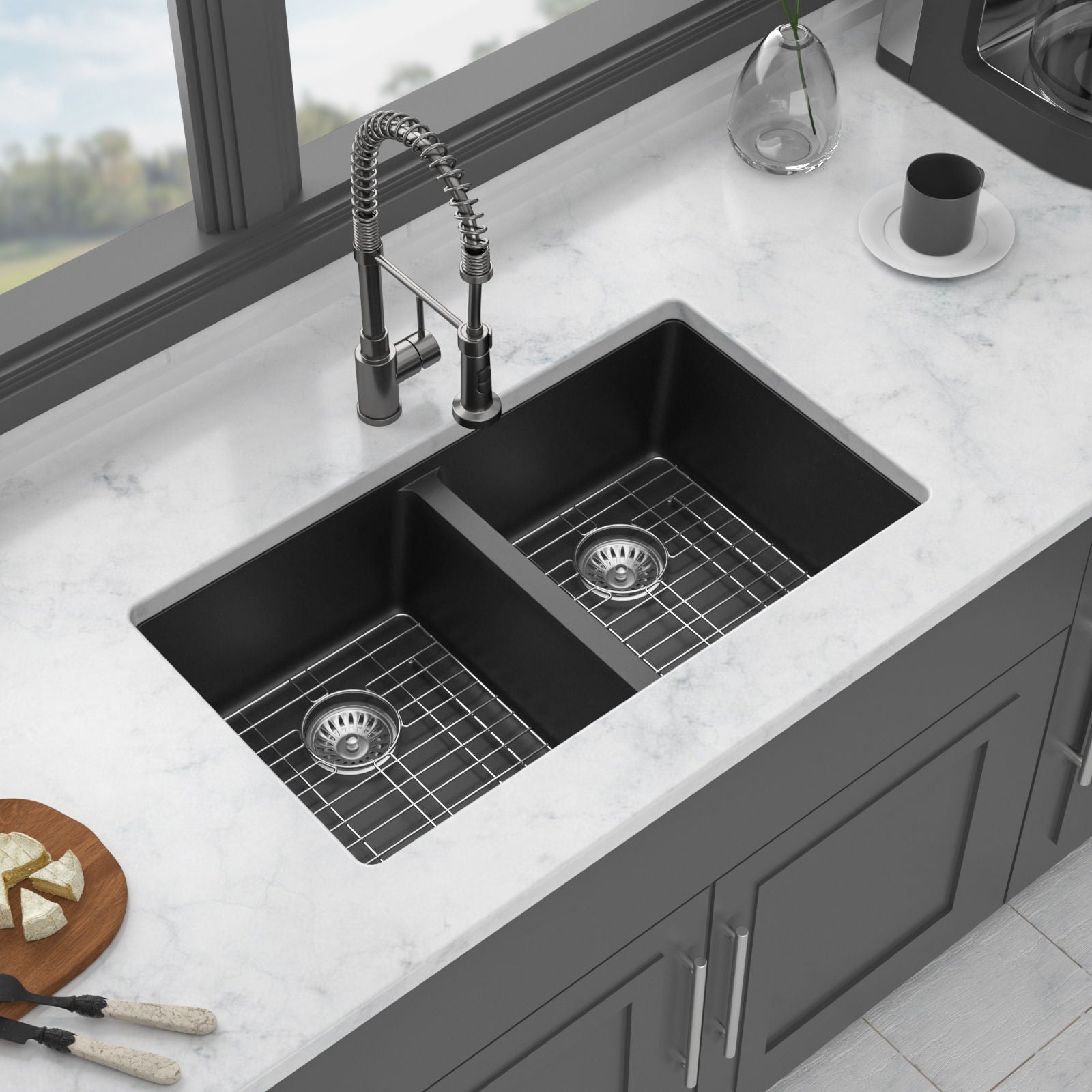 Granite Composite Double Bowl Undermount Kitchen Sink