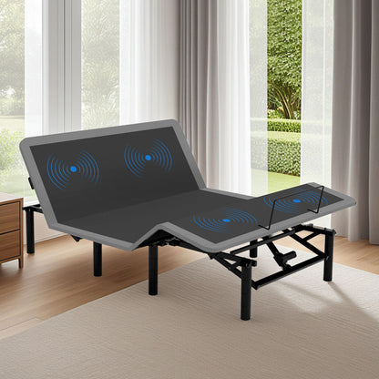 Adjustable Bed Frame With Massage Head &amp; Foot Incline, Wireless Remote, USB Ports, LED Night Light