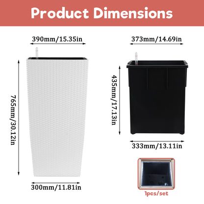Large Self Watering Flower Pot With Drainage Holes &amp; Inner Tray