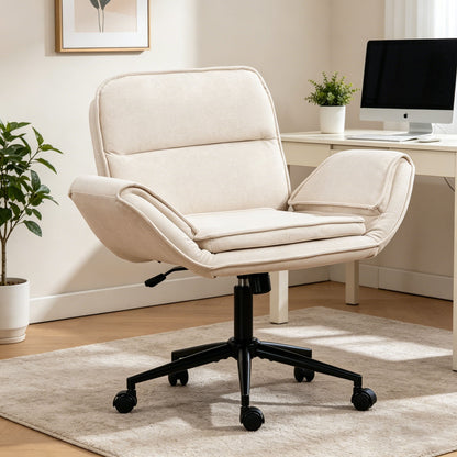 Criss Cross Swivel Desk Chair With Adjustable Armrests &amp; Wheels For Home Office