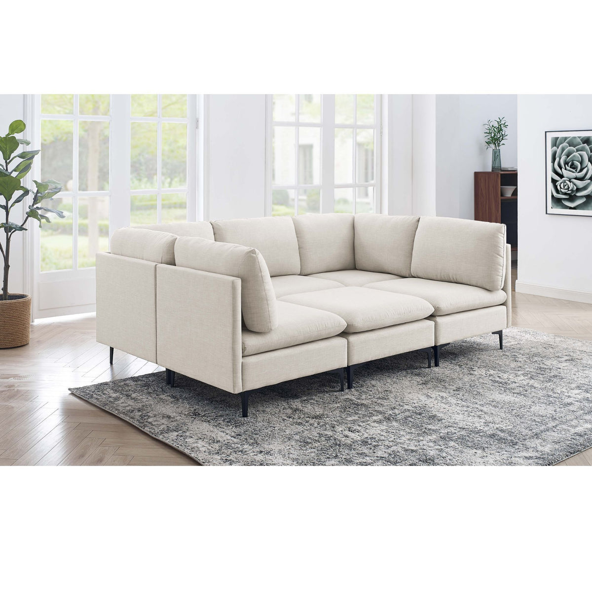 Upholstered Modular Sectional &amp; Tall Legs