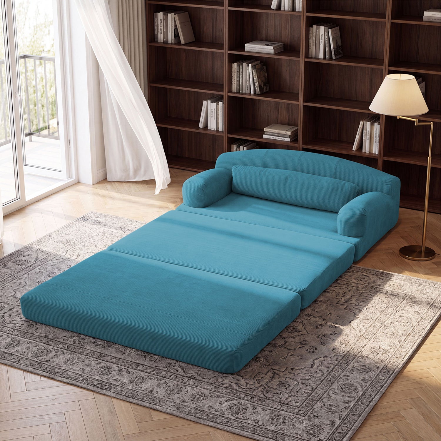 2 Seater Sofa Bed, Compact Foldable Floor Couch