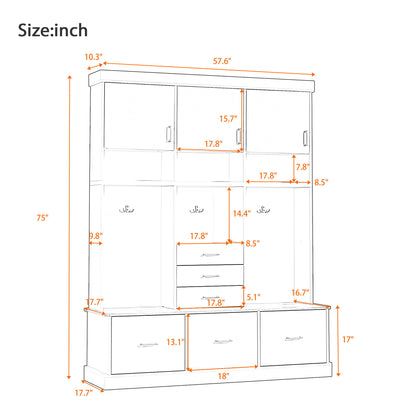Entryway Hall Tree With Bench And Storage, 5 In 1 Coat Rack