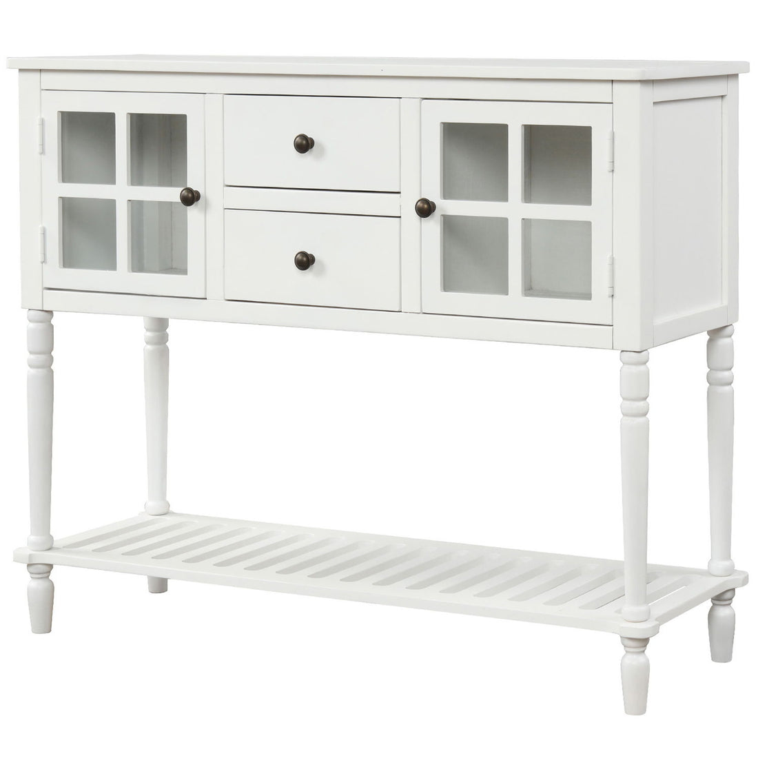 Hearth &amp; Haven Stella Buffet Storage Cabinet With Bottom Shelf, White