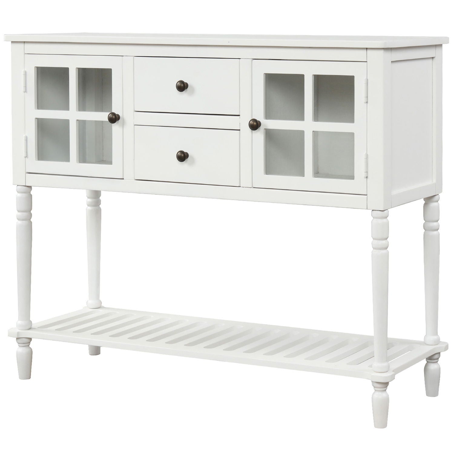 Hearth &amp; Haven Stella Buffet Storage Cabinet With Bottom Shelf, White