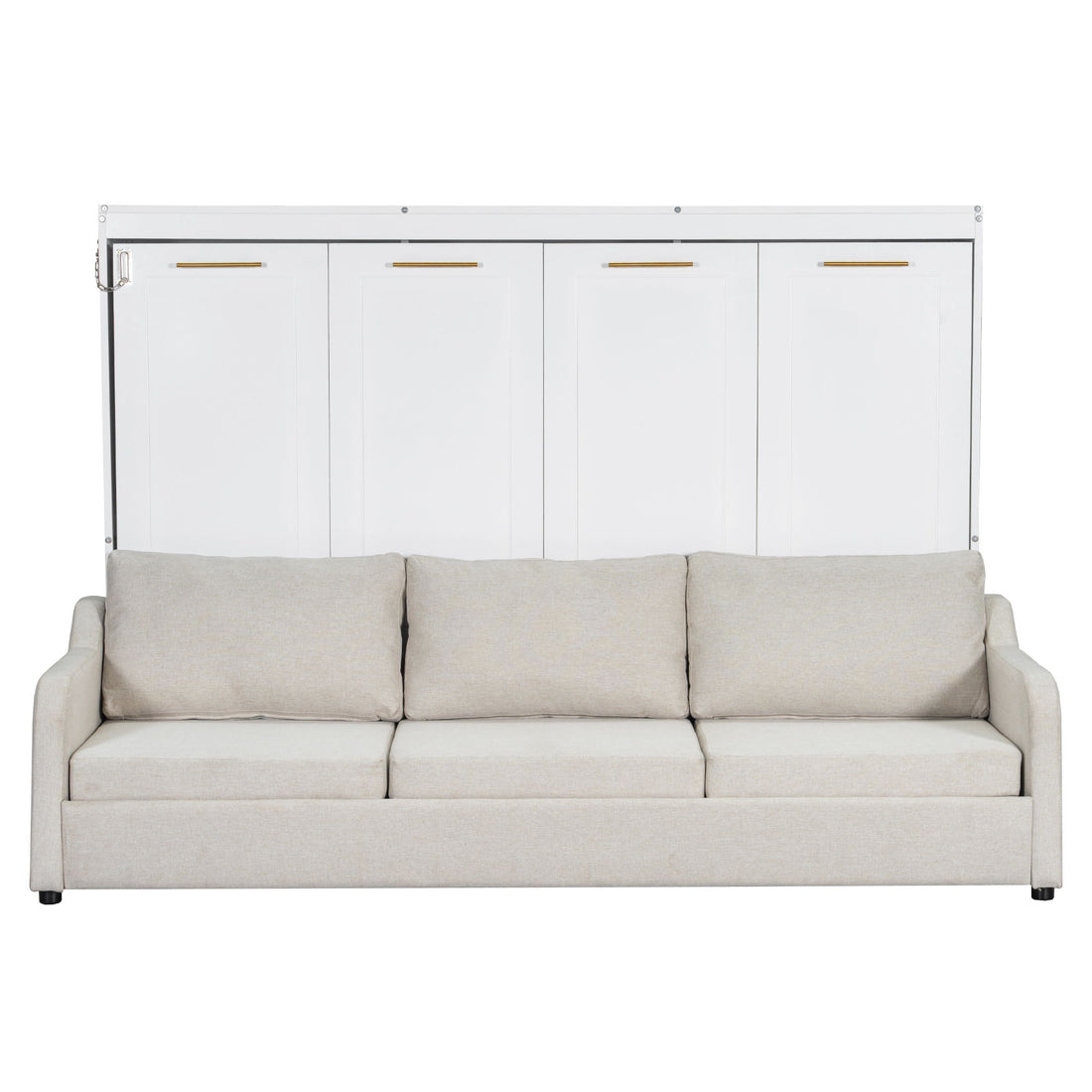Murphy Cabinet Bed With Folding Sofa, Built In Storage Shelves And LED Light