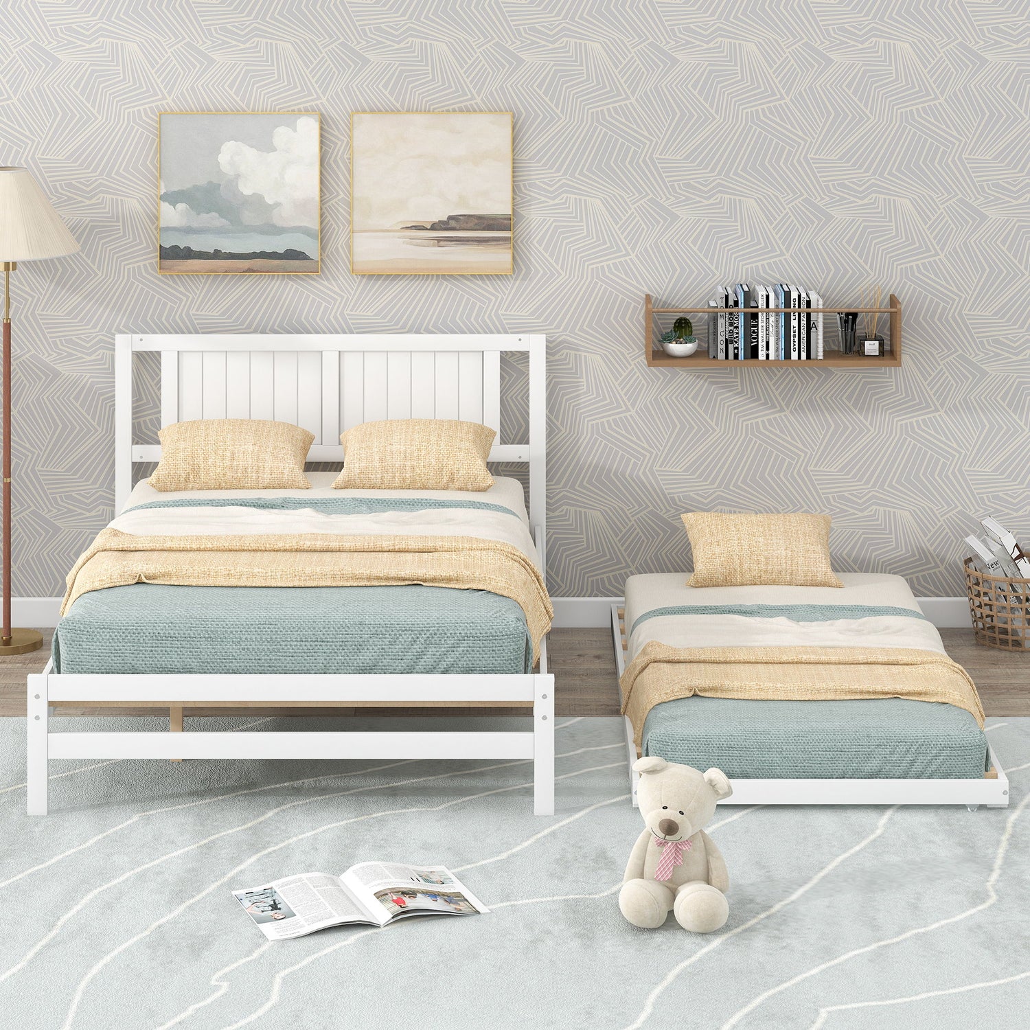 Platform Bed With Adjustable Trundle