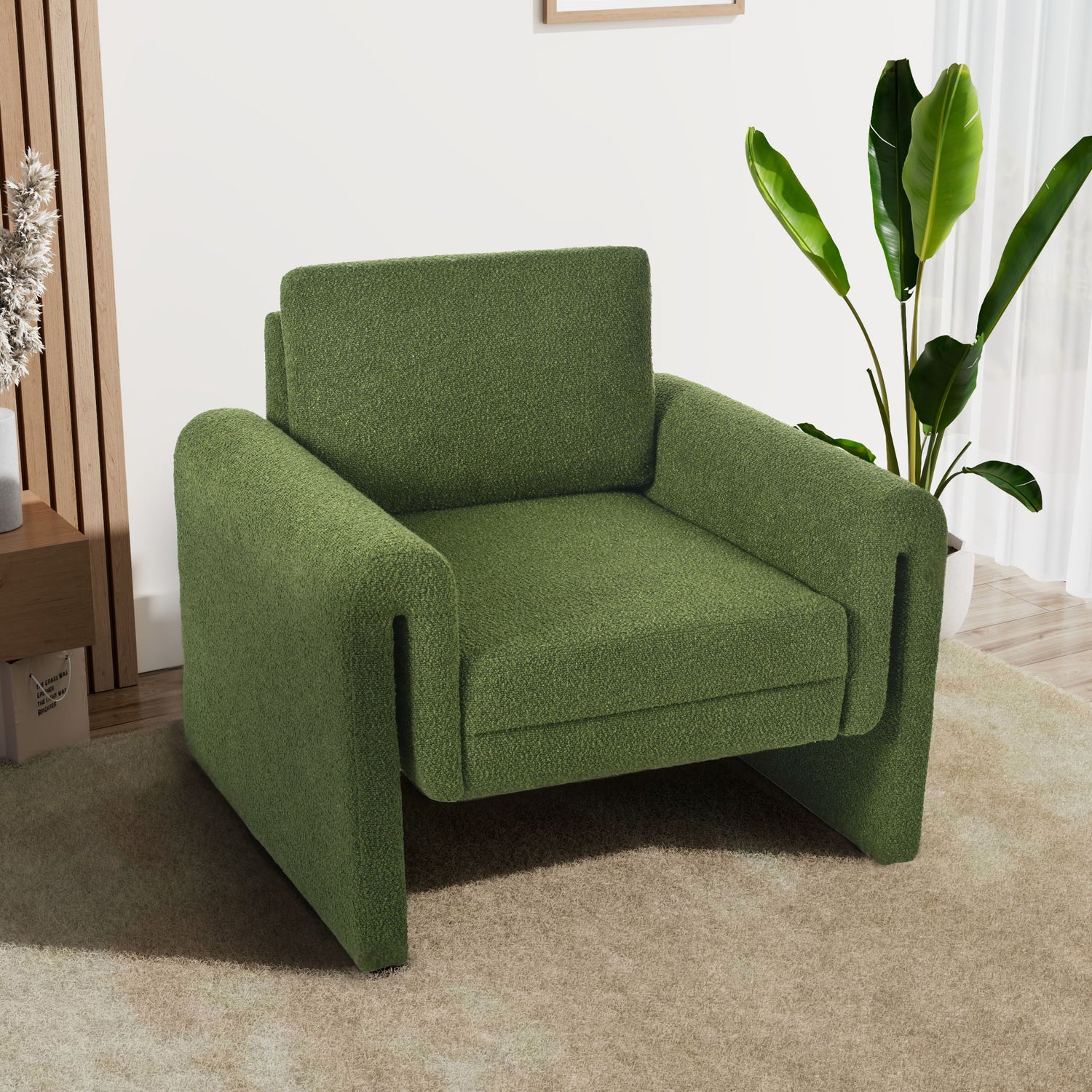 Modern Upholstered Accent Chair, Sturdy Support &amp; Luxurious Comfort