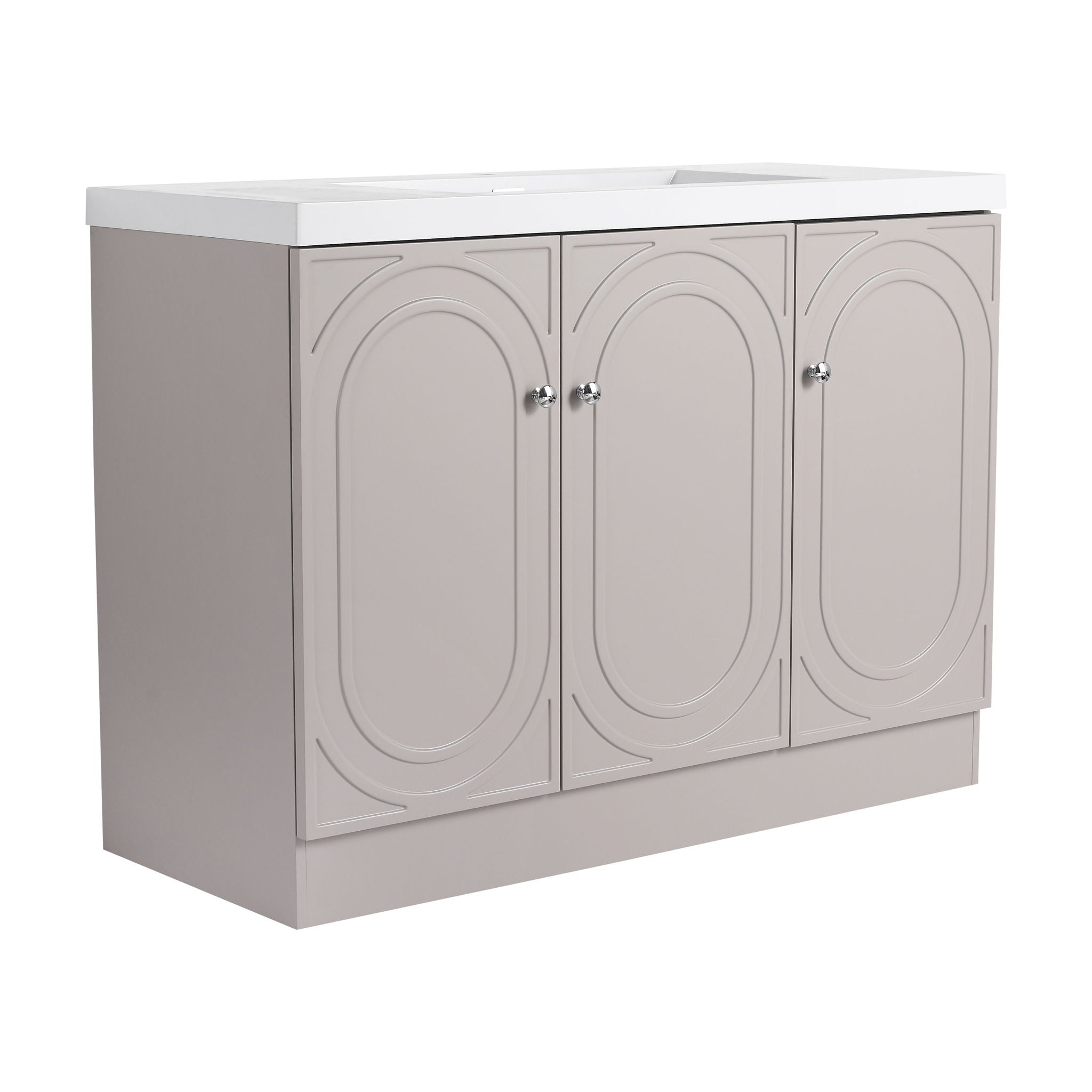 Contemporary Freestanding Bathroom Vanity With Resin Sink &amp; Soft-Close Cabinet Doors
