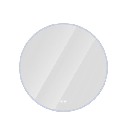 Round LED Bathroom Mirror With Adjustable Lights, Anti Fog &amp; Dimmable For Home Decor - Silver