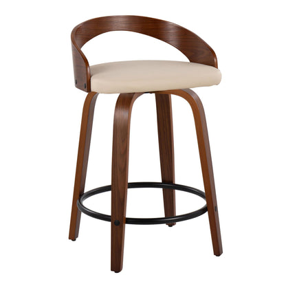 Grotto - Mid-Century Modern Fixed Height Counter Stool &amp; Swivel With Round Footrest (Set of 2)