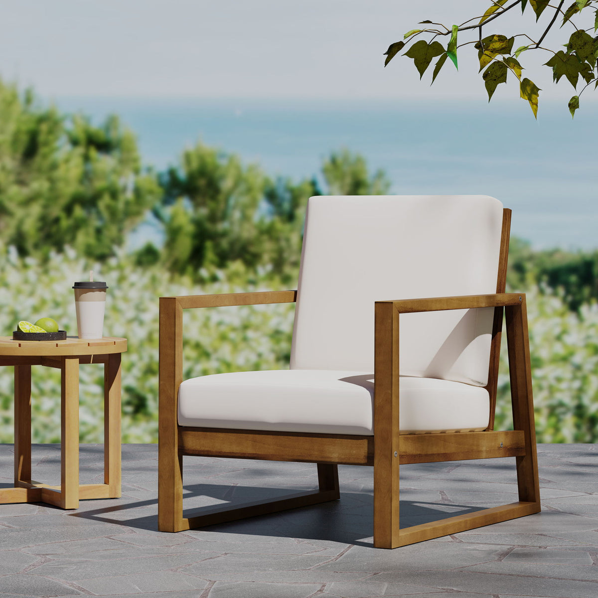 Nexusia - Outdoor Acacia Wood Club Chair With Slat Design