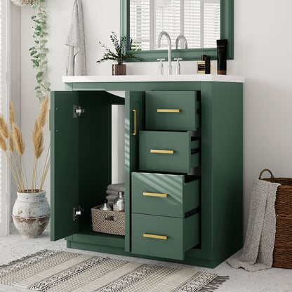Bathroom Vanity With Sink, Storage Cabinet, Freestanding Set With 3 Drawers &amp; Soft Closing Doors