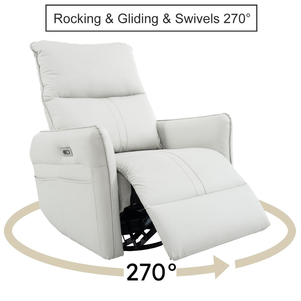 29.92&quot; 270 Power Swivel Rocker Recliner Chair, Electric Glider Reclining Sofa With USB Ports, Power Swivel Glider, Rocking Chair Nursery Recliners For Living Room Bedroom
