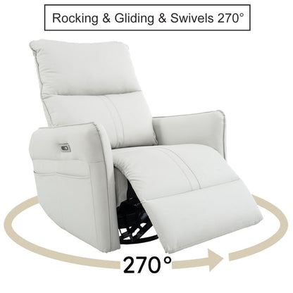 29.92&quot; 270 Power Swivel Rocker Recliner Chair, Electric Glider Reclining Sofa With USB Ports, Power Swivel Glider, Rocking Chair Nursery Recliners For Living Room Bedroom