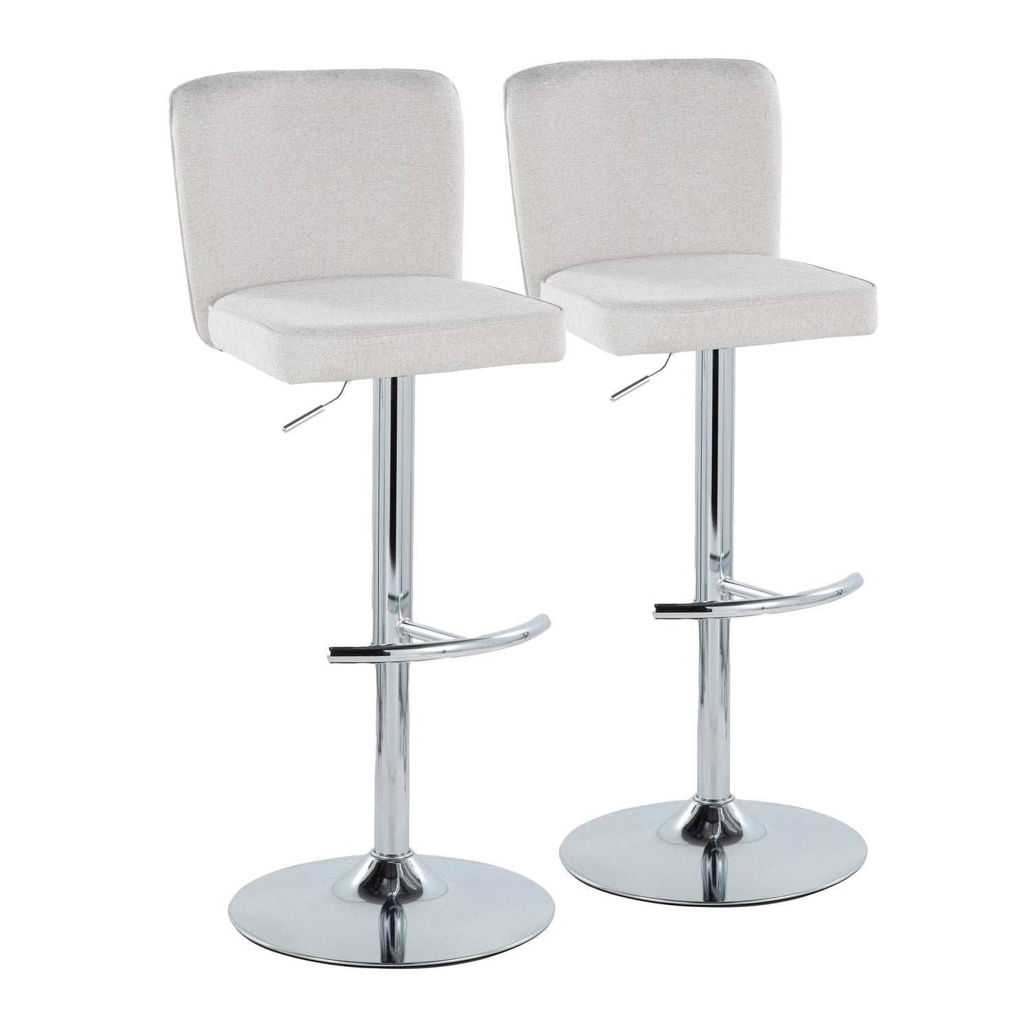Henry - Contemporary Adjustable Barstool With Swivel &amp; Rounded T Footrest (Set of 2)