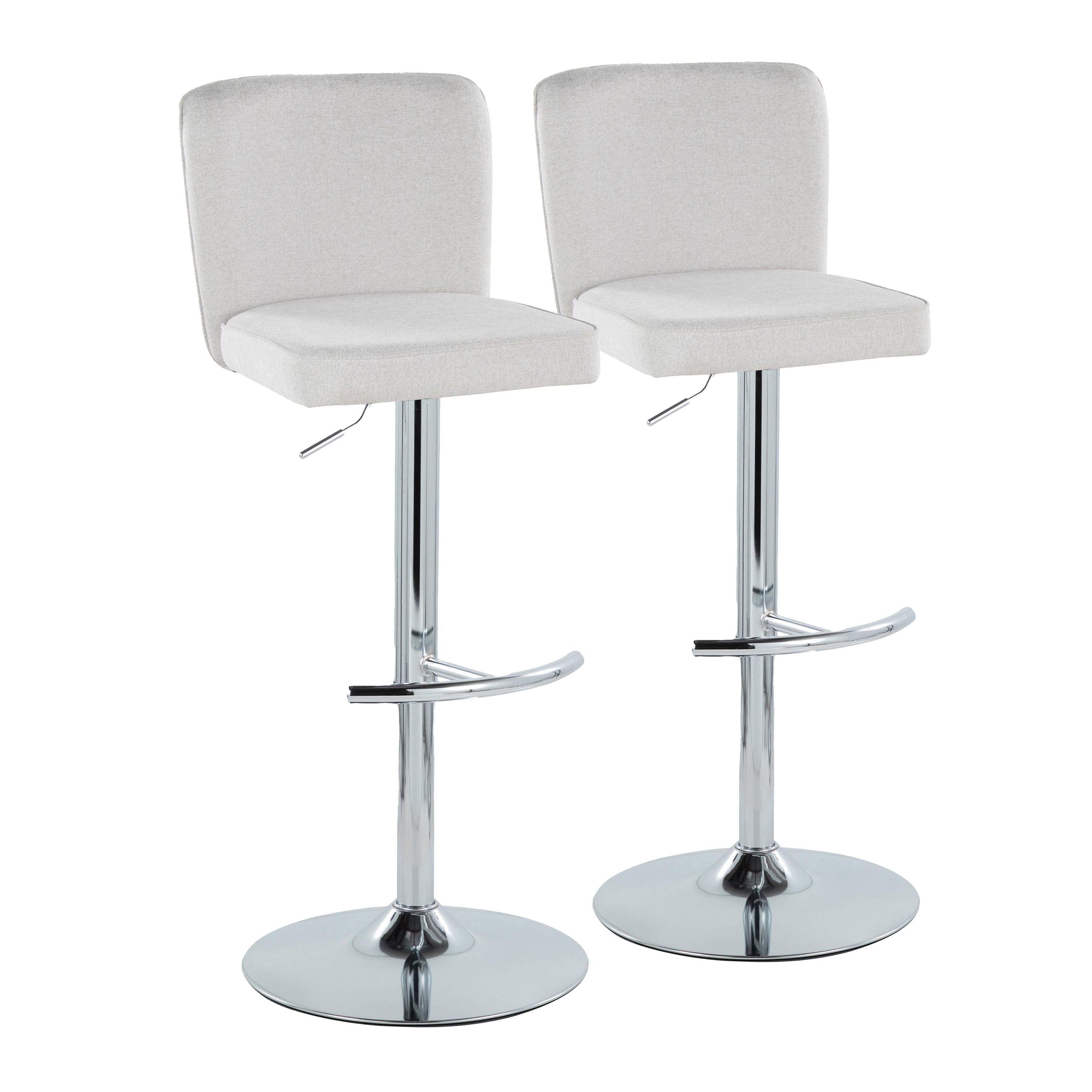 Henry - Contemporary Adjustable Barstool With Swivel &amp; Rounded T Footrest (Set of 2)