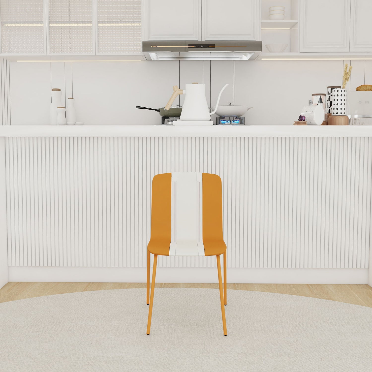 Modern Striped Blocking Single Chairs, Waterproof And Fade Resistant (Set of 4)