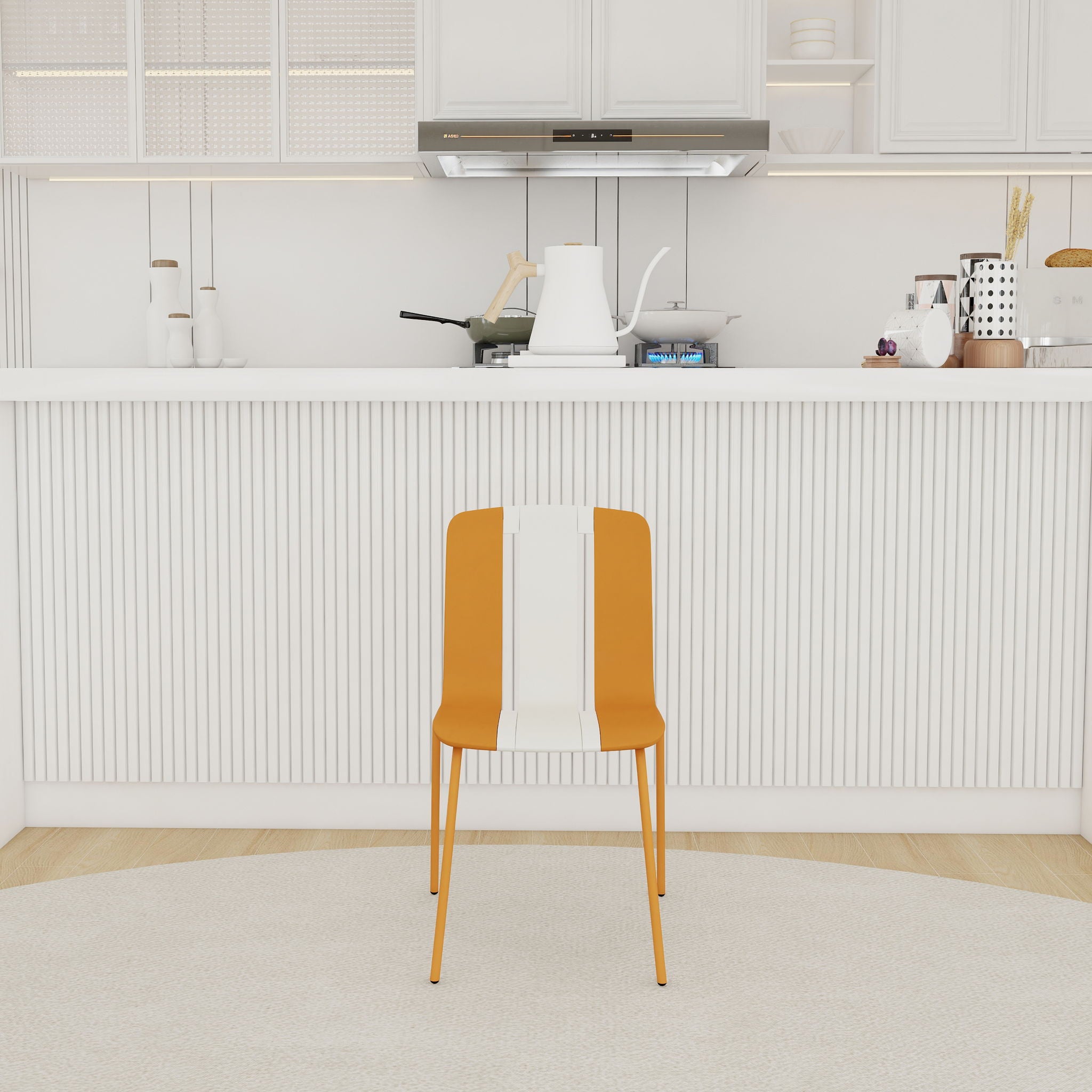 Modern Striped Blocking Single Chairs, Waterproof And Fade Resistant (Set of 4)